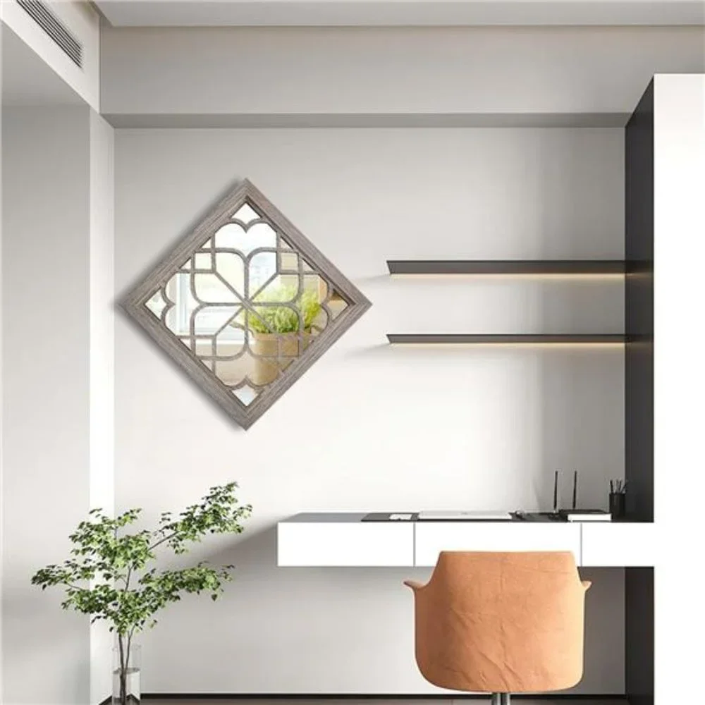 2 PCS Square Wall Mirror Gorgeous Rustic Farmhouse Accent Mirror Barn Wood